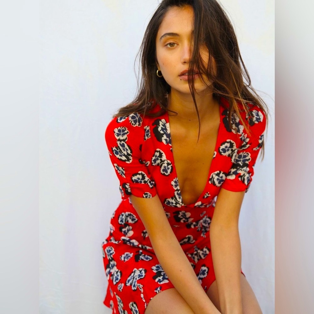 Realisation Par Ozzie Dress in Pansy Red Silk Mini Size Small